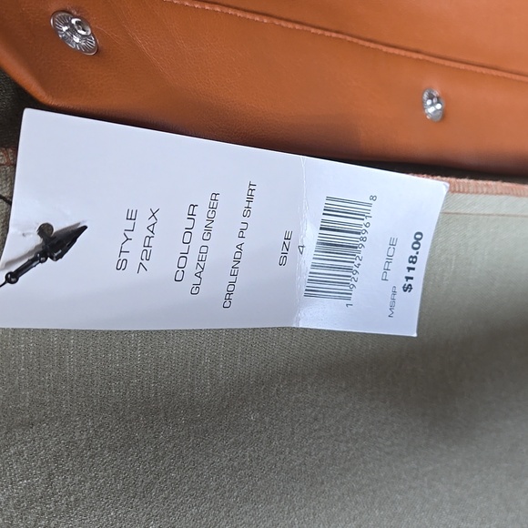 French Connection Womens Crolenda Vegan Leather Glazed Ginger Blouce Sz 4 - NWT - Picture 6 of 11